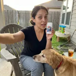 Woman with her golden retriever